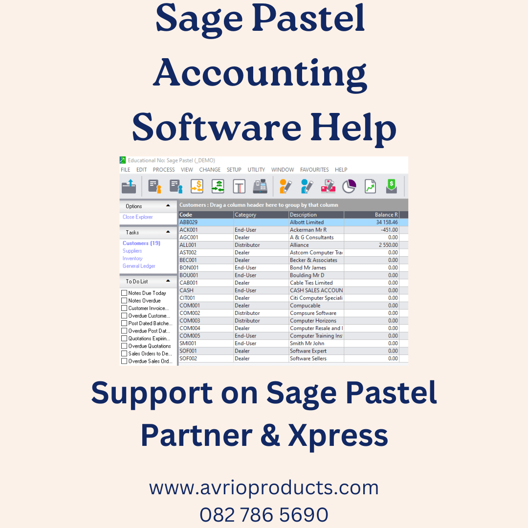 Sage Pastel Accounting Software Help Avrio Products